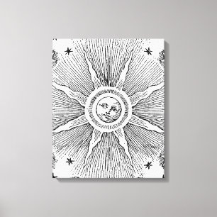 Toile Ciel Nocturne Antique Étoiles Soleil Zodiaque Médi