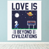 Toile Ciel nocturne et espace avec alien et vaisseau spa (Insitu (Plancher de Bois))