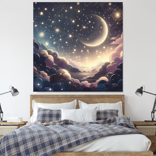 Toile Ciel nocturne rêvé (Insitu(Chambre))