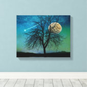 Toile Ciel Opalescent, arbre, lune de récolte, étoile fi (Insitu (Plancher de Bois))