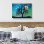 Toile Ciel Opalescent, arbre, lune de récolte, étoile fi (Insitu(Chambre))
