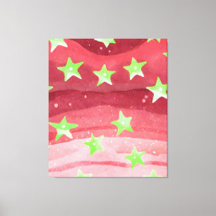 Toile ciel rouge avec étoiles