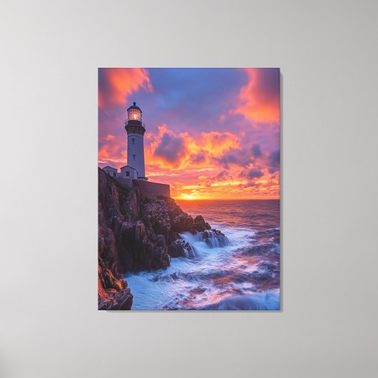 Toile ciel rouge sur phare (Recto)