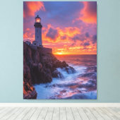Toile ciel rouge sur phare (Insitu (Plancher de Bois))