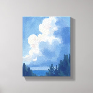 Toile Cieux nuageux   Peinture à l'aquarelle de la forêt