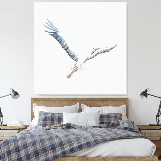 Toile cigogne blanche volant (Insitu(Chambre))