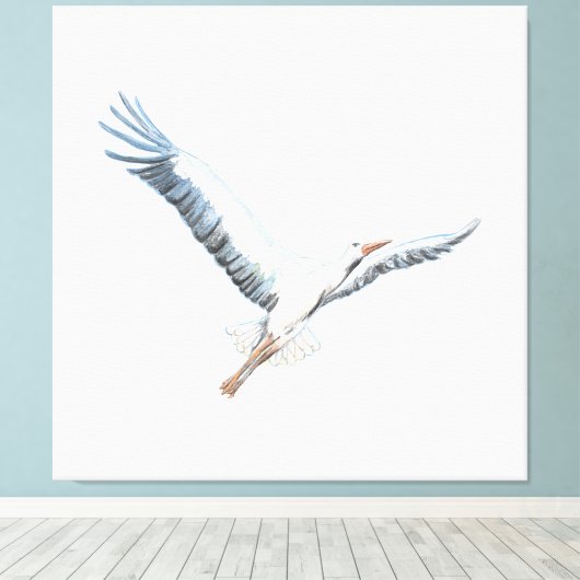 Toile cigogne blanche volant (Insitu (Plancher de Bois))