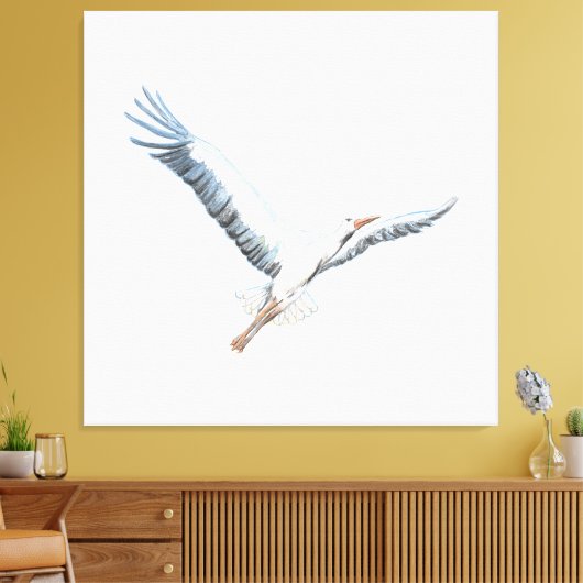 Toile cigogne blanche volant (Insitu(Salon))