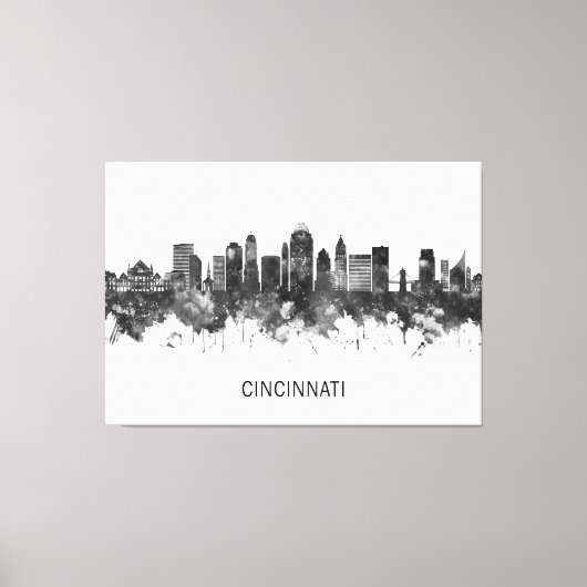 Toile Cincinnati Ohio Skyline BW (Recto)