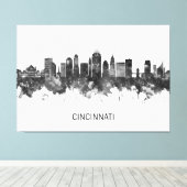 Toile Cincinnati Ohio Skyline BW (Insitu (Plancher de Bois))