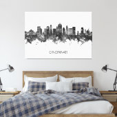 Toile Cincinnati Ohio Skyline BW (Insitu(Chambre))