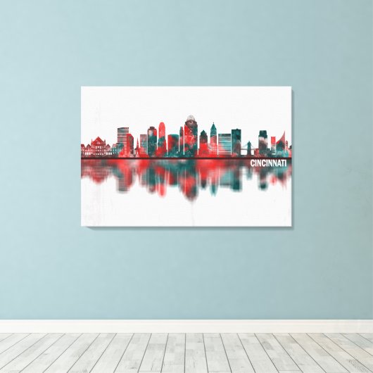 Toile Cinnati Ohio Skyline (Insitu (Plancher de Bois))