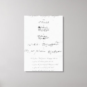 Toile Cinq autographes véritables de William Shakespear