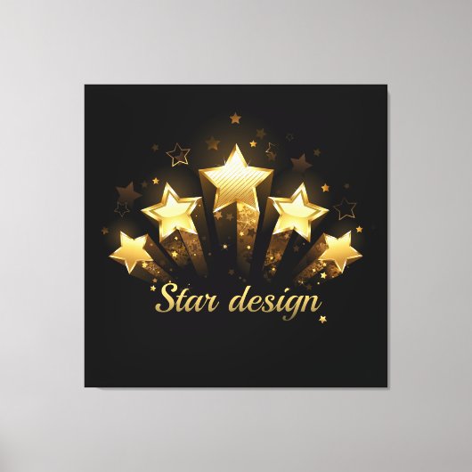 Toile Cinq étoiles d'or en noir (Recto)