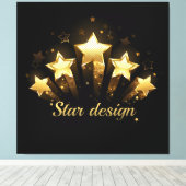 Toile Cinq étoiles d'or en noir (Insitu (Plancher de Bois))