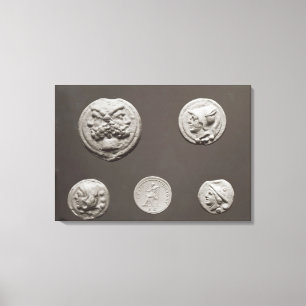 Toile Cinq pièces de monnaie