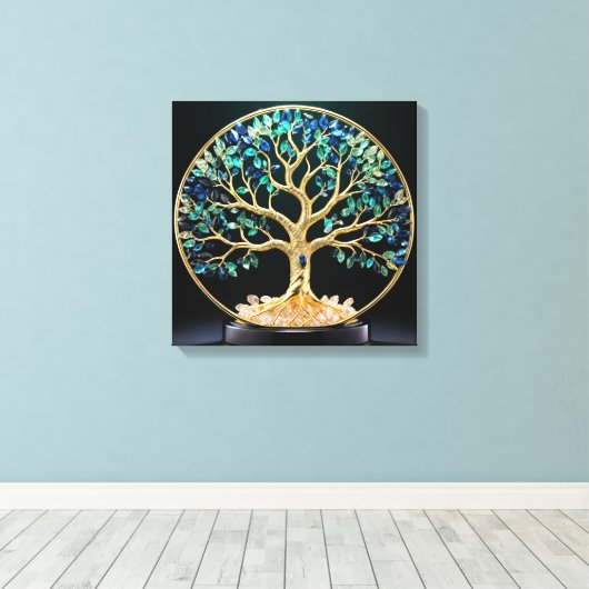 Toile Circular Gemstone Tree of Life (Insitu (Plancher de Bois))