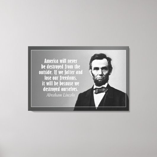 Toile Citation d'Abraham Lincoln sur l'Amérique (Recto)