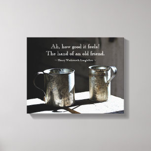 Toile Citation D'Amitié Tasses D'Antique Tin