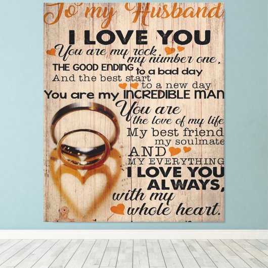 Toile Citation d'amour pour mari | Cadeau mignon pour pe (Insitu (Plancher de Bois))