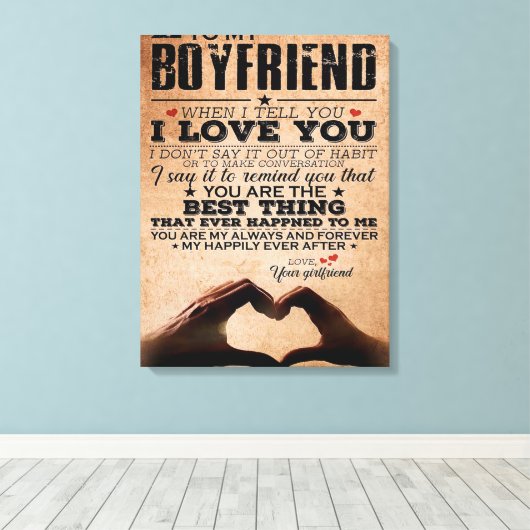 Toile Citation d'amour pour petit ami, anniversaire d'am (Insitu (Plancher de Bois))