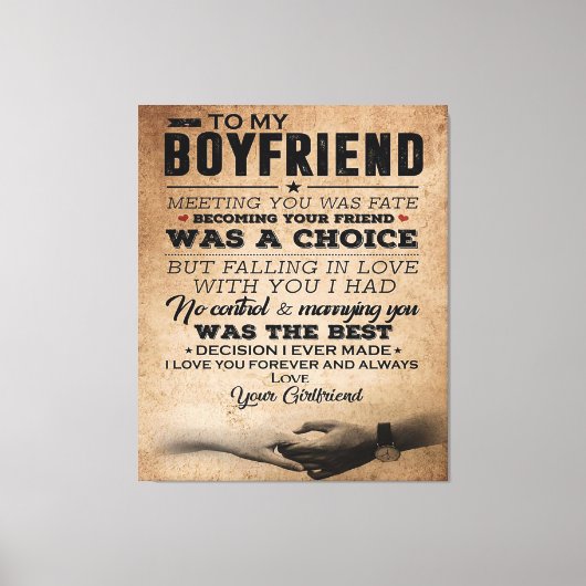 Toile Citation d'amour pour petit ami | Cadeau mignon pe (Recto)