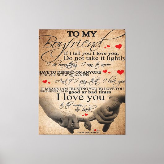 Toile Citation d'amour pour petit ami | Cadeau mignon pe (Recto)