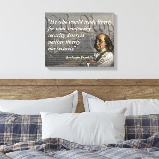 Toile Citation de Benjamin Franklin sur la liberté (Insitu(Chambre))
