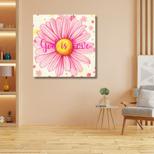 Toile Citation de la bile rose de marguerite
