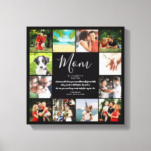 Toile Citation de maman - Script Collage photo noir et b