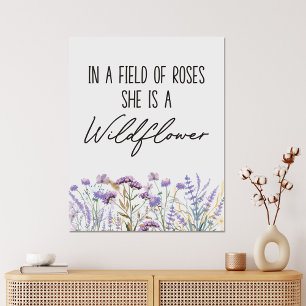 Toile Citation de Prairie de Fleur Sauvage Mauve Aquarel