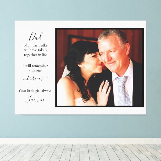 Toile Citation de script photo du père de la mariée (Insitu (Plancher de Bois))