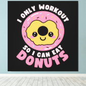 Toile Citation drôle de kawaii Donuts Workout (Insitu (Plancher de Bois))