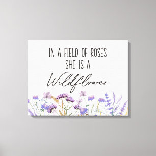 Toile Citation Fleur Sauvage Violette Aquarelle Horizont