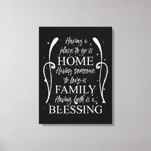 Toile Citation inspirante sur la maison - la famille - B