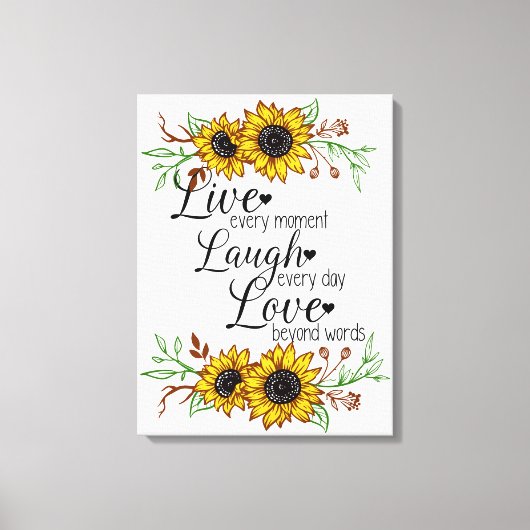 Toile Citation inspirée avec des tournesols (Recto)