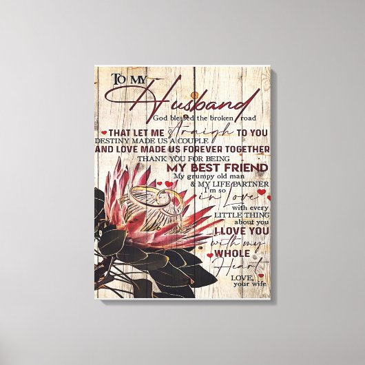 Toile Citations d'amour pour mon mari, décoration intéri (Recto)