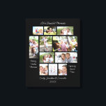 Toile Citations réconfortantes 11 Photo Collage noir<br><div class="desc">Citations réconfortantes 11 Photos Noms et Année Noire. Affichez vos moments favoris en famille avec cette onze photo-collage design. Ce cadeau unique entièrement personnalisable pour vous-même ou les membres de votre famille présente vos 11 photos préférées chères. Trois citations sentimentales sont incorporées, Les beaux moments de la vie, Faire des...</div>