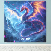 Toile Cité fantastique du dragon bleu mignon (Insitu (Plancher de Bois))