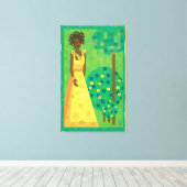 Toile Citron et citron vert - fille dans le jardin (Insitu (Plancher de Bois))