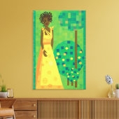 Toile Citron et lime - fille dans un jardin (Insitu(Salon))