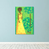 Toile Citron et lime - fille dans un jardin (Insitu (Plancher de Bois))