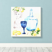 Toile citrons et verres bleus (Insitu (Plancher de Bois))