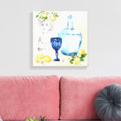 Toile citrons et verres bleus (Insitu(Salon))