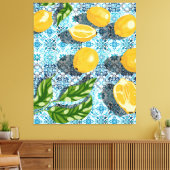 Toile Citrons juteux sur bleu marocain (Insitu(Salon))