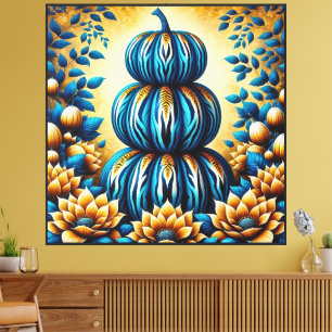 Toile Citrouille Bleu & Gold Tiger