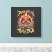Toile Citrouille de crâne d'Halloween de Nuit Éternelle (Insitu (Plancher de Bois))