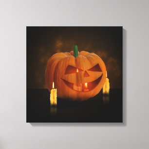 Toile Citrouille de lanternes d'Halloween avec bougies