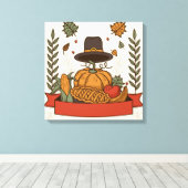Toile Citrouille de Thanksgiving & Automne (Insitu (Plancher de Bois))