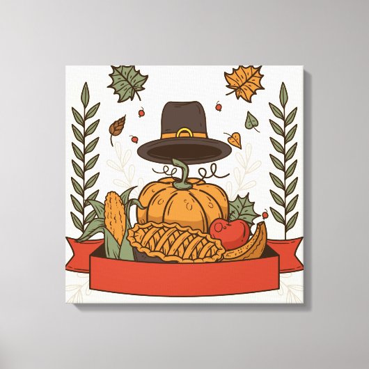 Toile Citrouille de Thanksgiving & Automne (Recto)